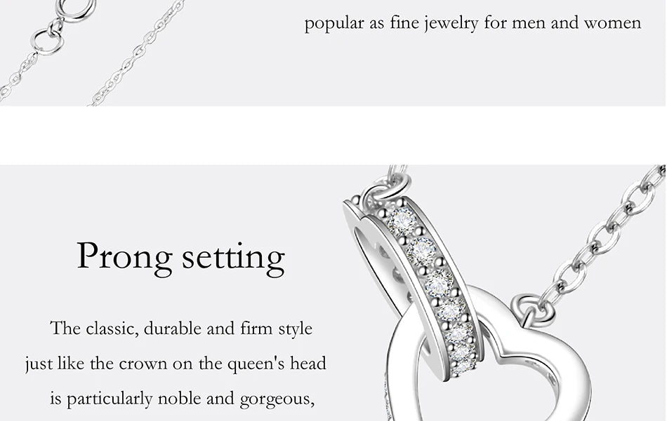 PERFANY All Moissanite Necklace for Women S925 Pure Silver Double Heart Design Laboratory Diamond Pendant Fashion Luxury Jewelry